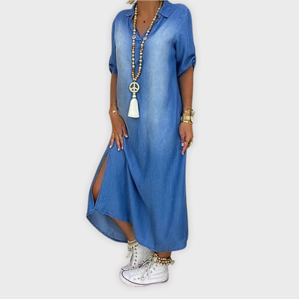 Tilly | Summer V-Neck Half-Denim Dress