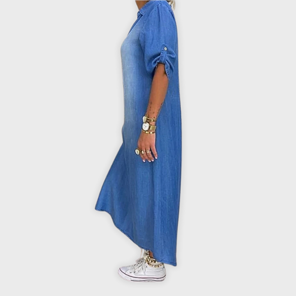 Tilly | Summer V-Neck Half-Denim Dress