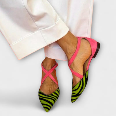 Isabella | Zebra Pattern Extraordinarily Calfskin Flats