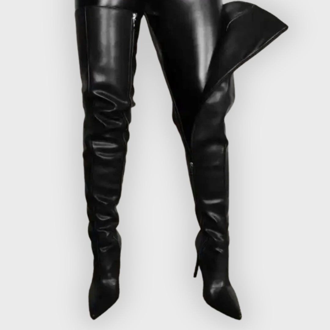 Amelia | Women’s Over-the-Knee Boots – Glossy Faux Leather