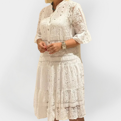Christabella | Delicate Embroidered Lace Front Buttons