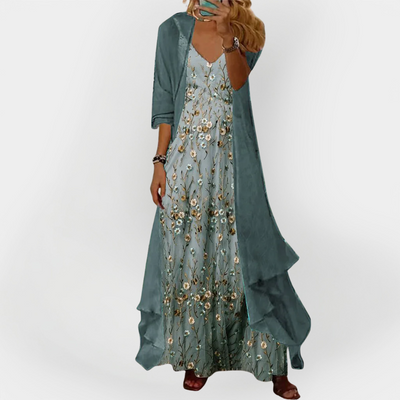 Charlotte | Extravagant Maxi Dress Cardigan Ensemble