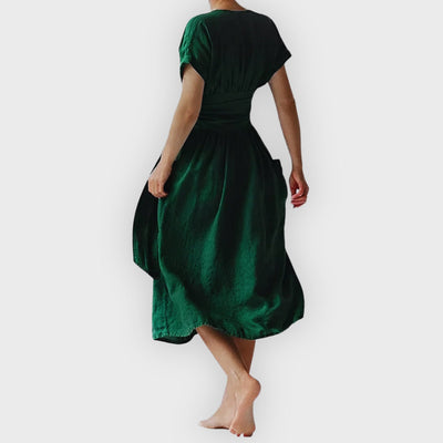 Rachel | Elegant Midi Dress with Belt & Side Pockets