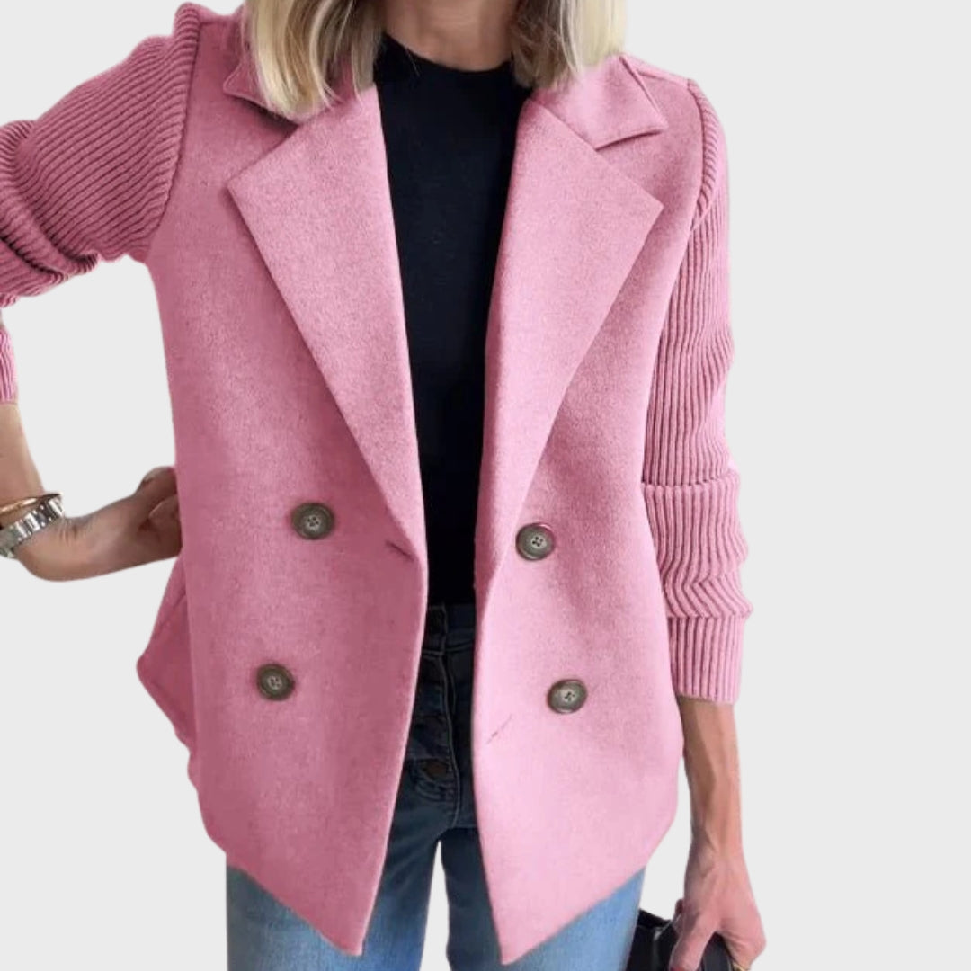 Ella | Elegant Autumn Knit-Sleeve Blazer