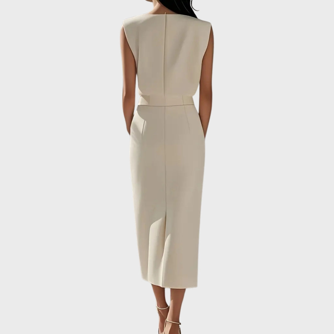 Ivy | Autumn Midi Dress with Button Detail