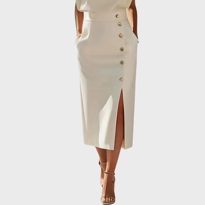 Ivy | Autumn Midi Dress with Button Detail