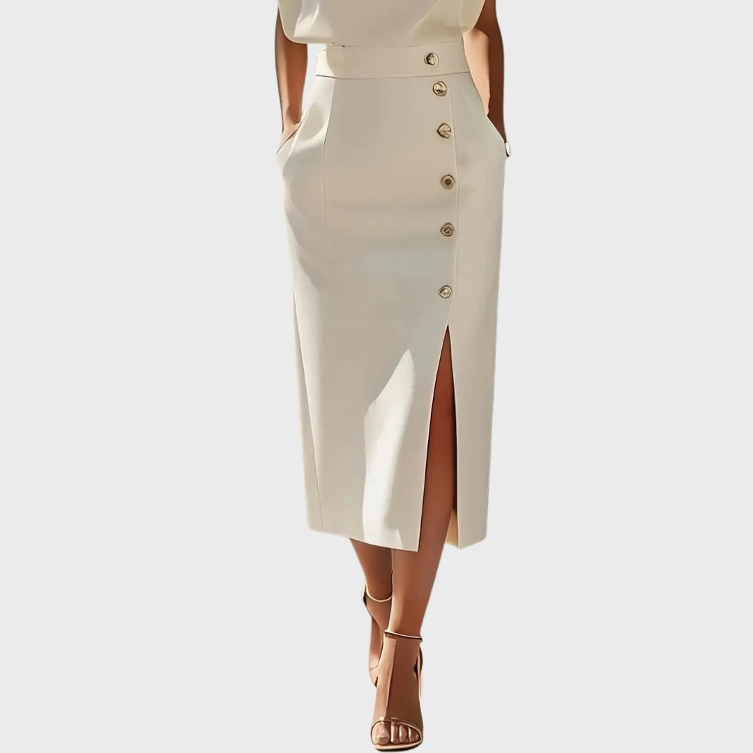 Ivy | Autumn Midi Dress with Button Detail