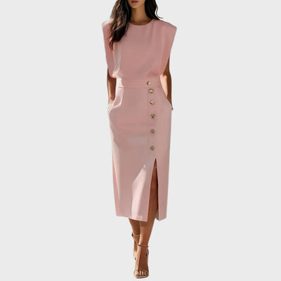 Ivy | Autumn Midi Dress with Button Detail