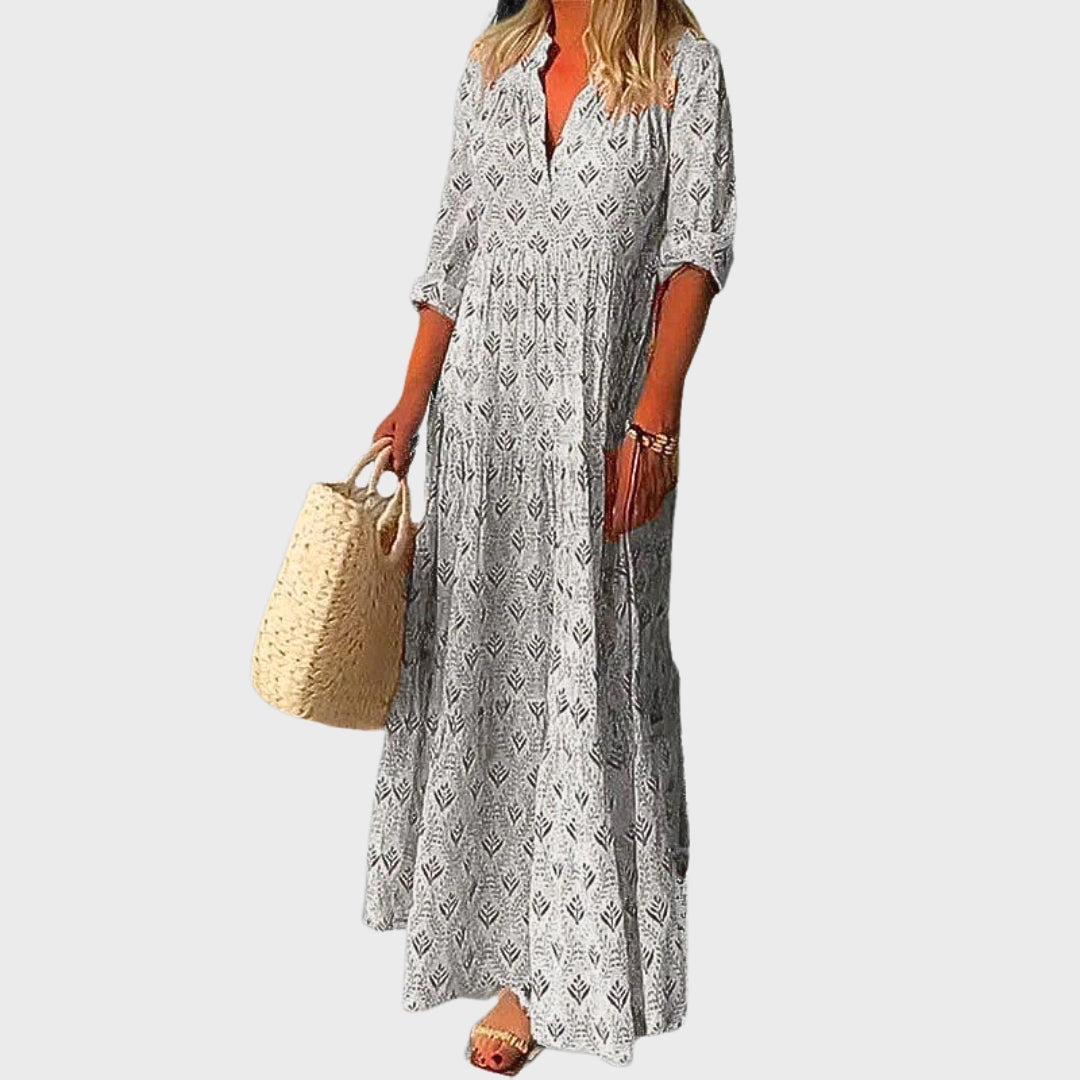 Daphne | Lightweight Long Dress With Vintage Print