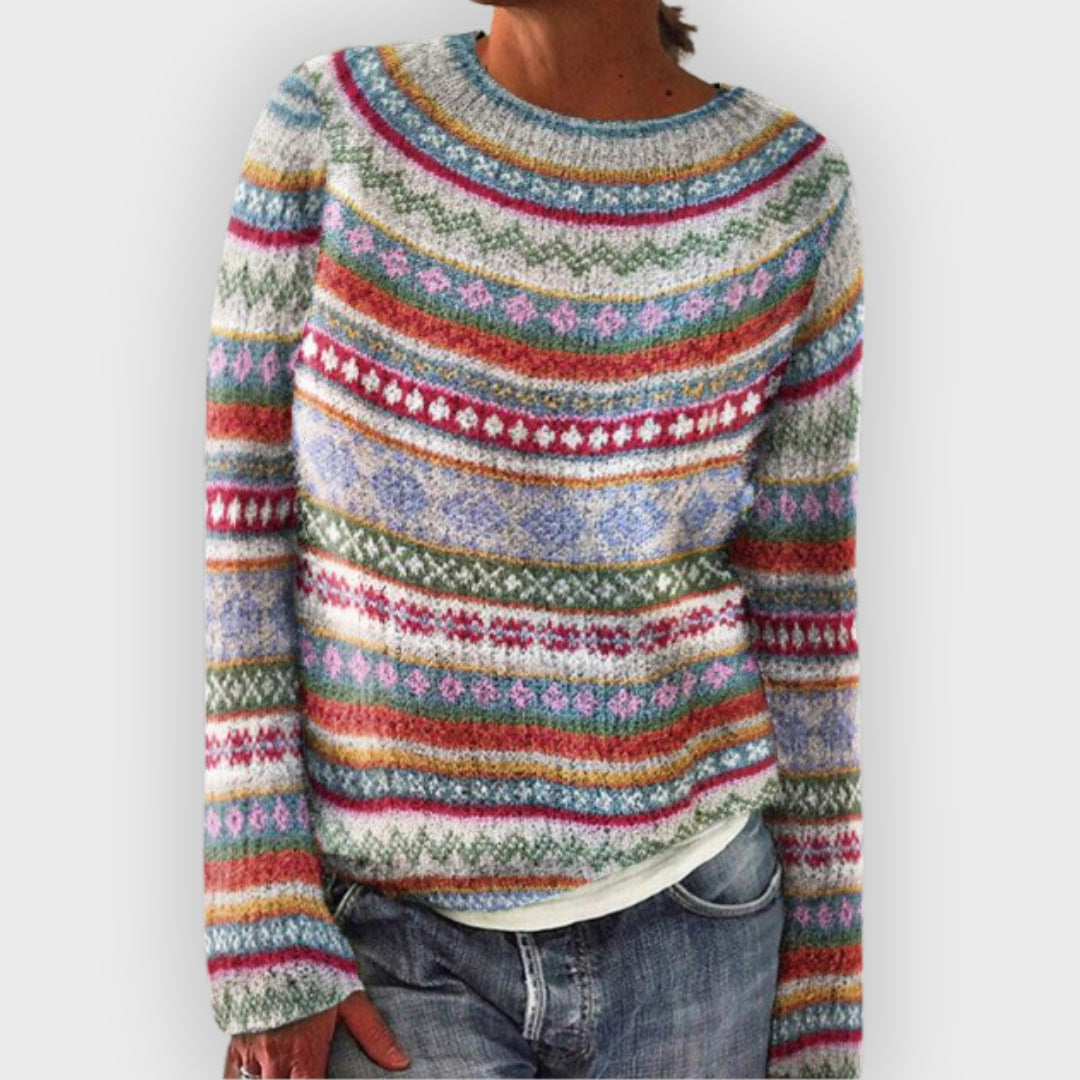 Phoebe | Knitted Sweater With Long Sleeves and Print