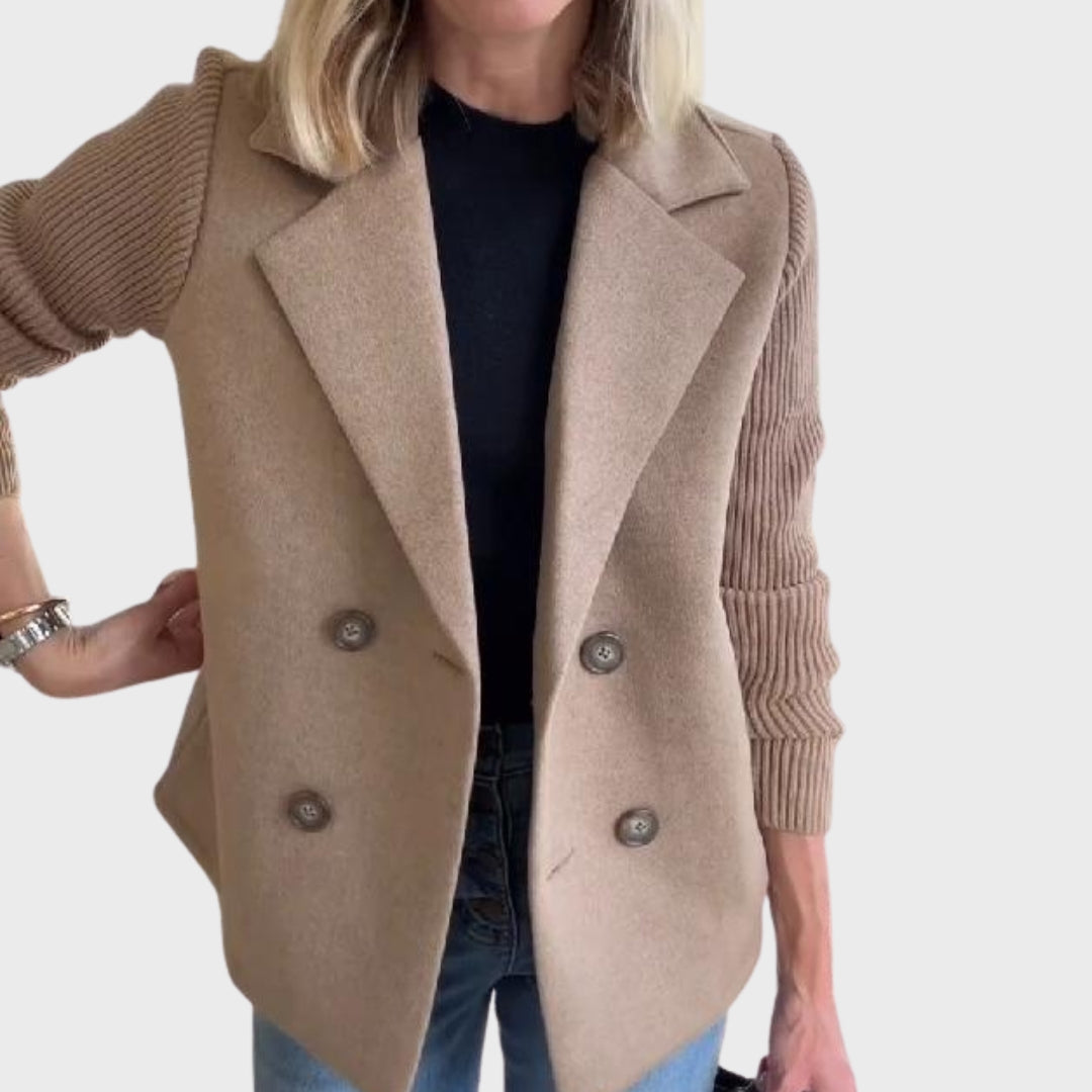 Ella | Elegant Autumn Knit-Sleeve Blazer