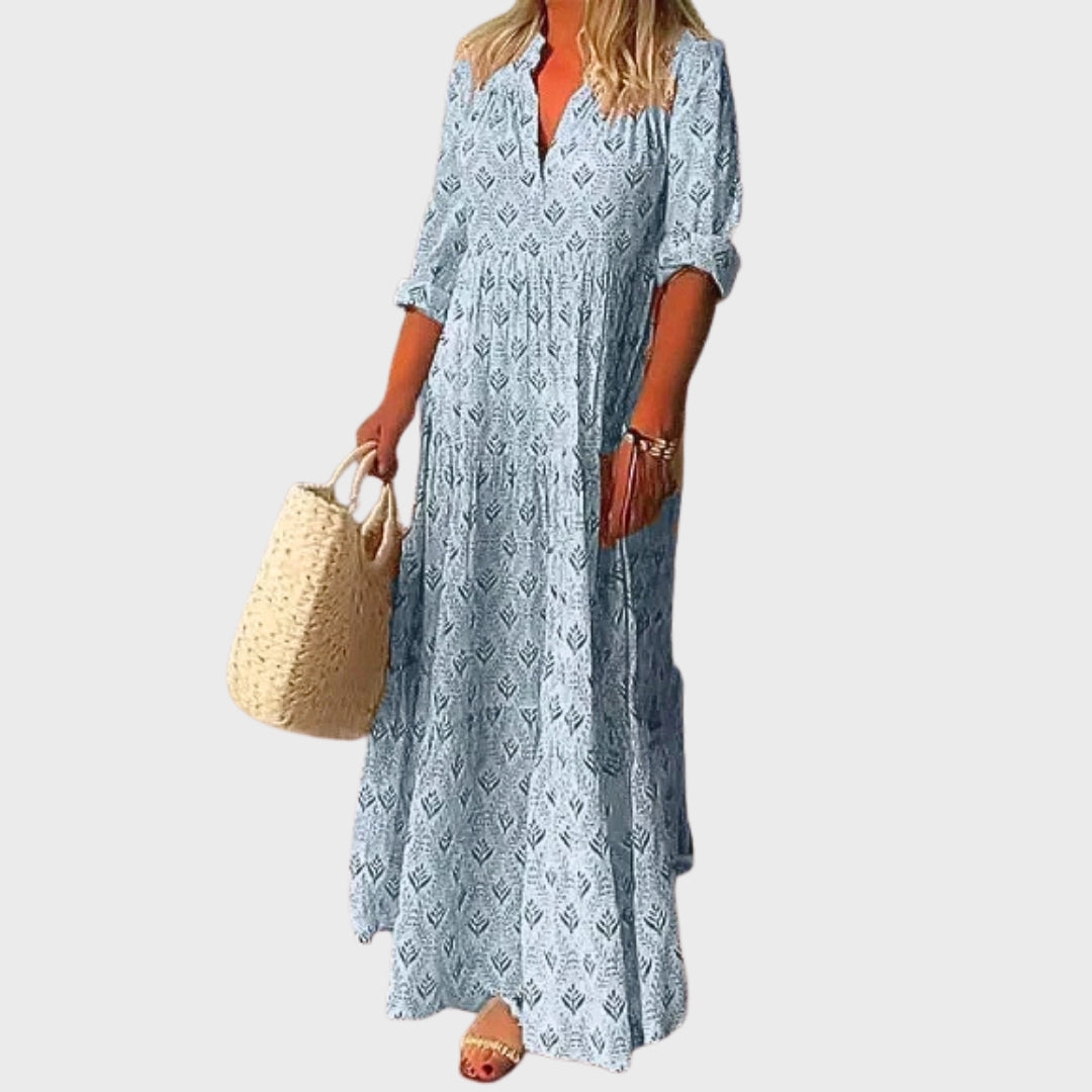 Daphne | Lightweight Long Dress With Vintage Print
