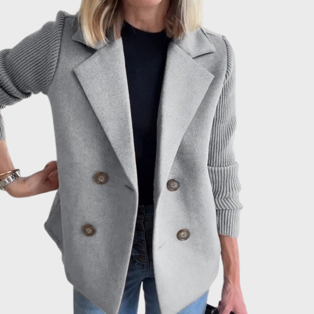Ella | Elegant Autumn Knit-Sleeve Blazer
