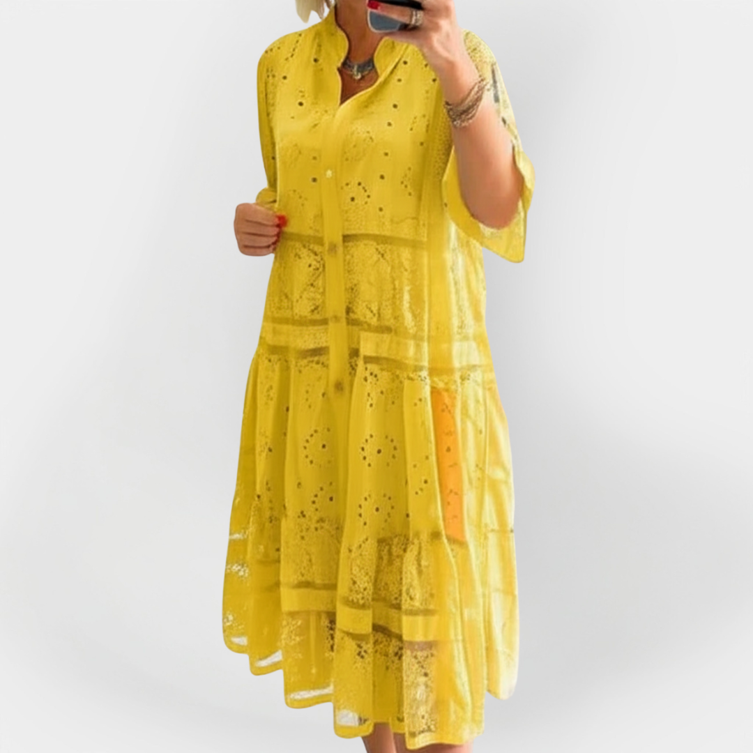 Christabella | Delicate Embroidered Lace Front Buttons