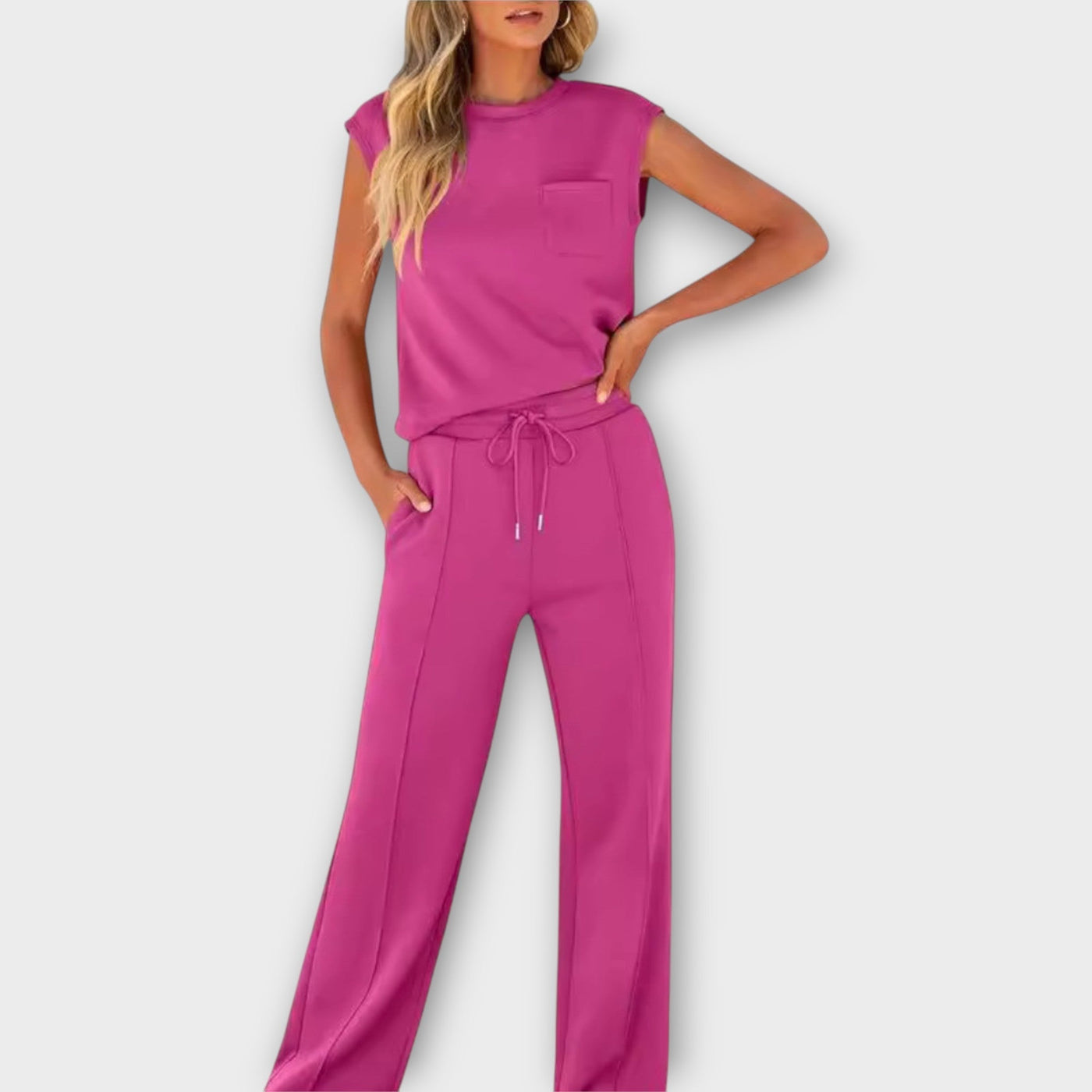 Alex | EnduringlyStylish Sleeveless Top Drawstring Trousers