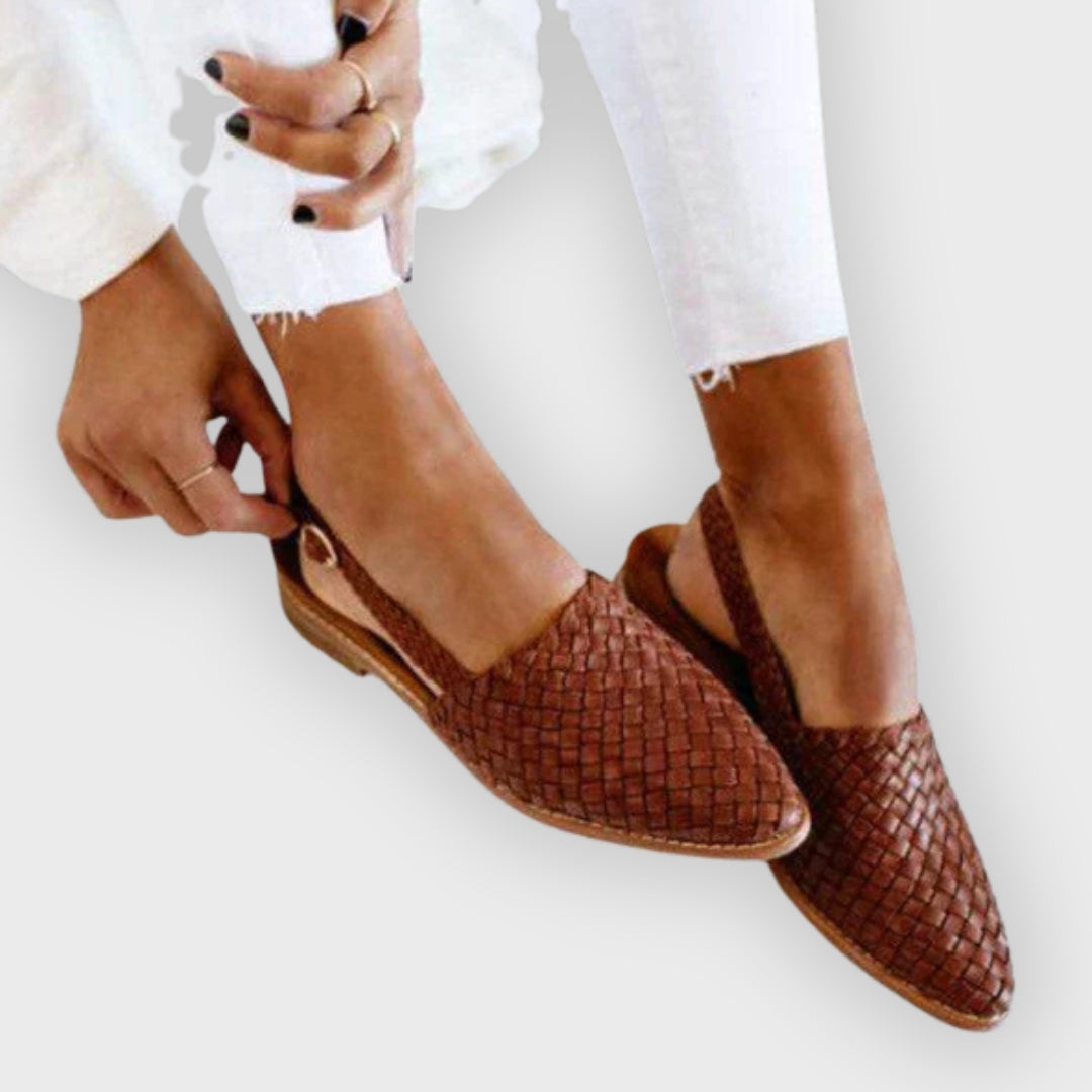 Laura | Woven Leather Slingback Flats – Comfortable Everyday Shoes