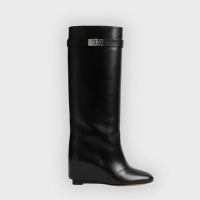 Muriel | Shark Lock Knee-High Leather Boots