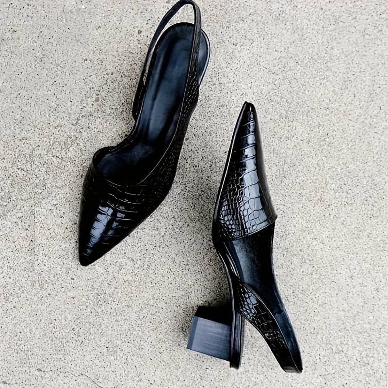 Alba | Slingback Heels – Crocodile-Embossed