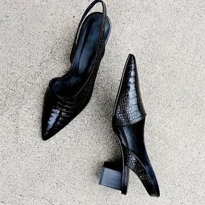 Alba | Slingback Heels – Crocodile-Embossed