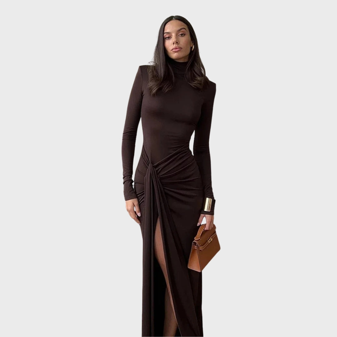 Rosalind | Classy Ruched Autumn Maxi Dress