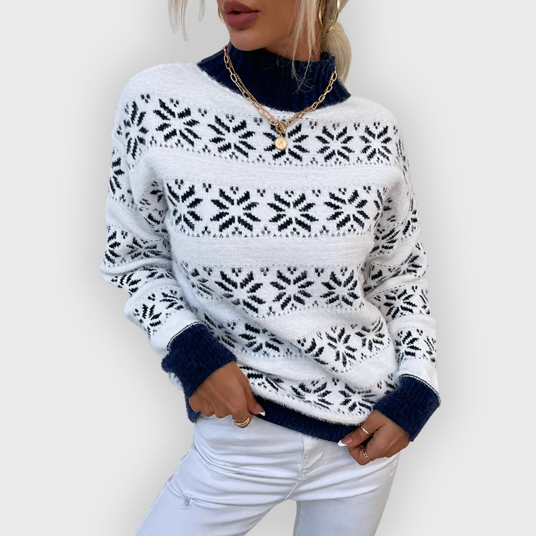 Hallie | Knitted Snowflake Turtleneck Sweater