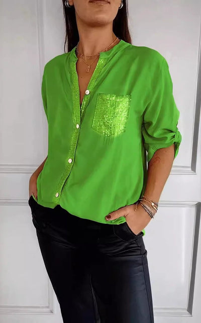 Sequin Pocket Glitter Blouse | Stylish Partywear for Women