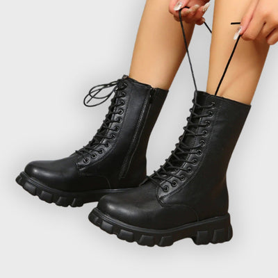 Willow | Mid-Calf Boots – Lace-Up with Side Zip