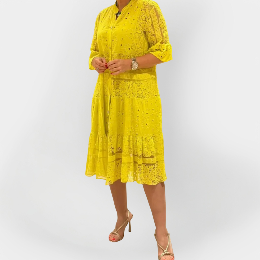 Christabella | Delicate Embroidered Lace Front Buttons