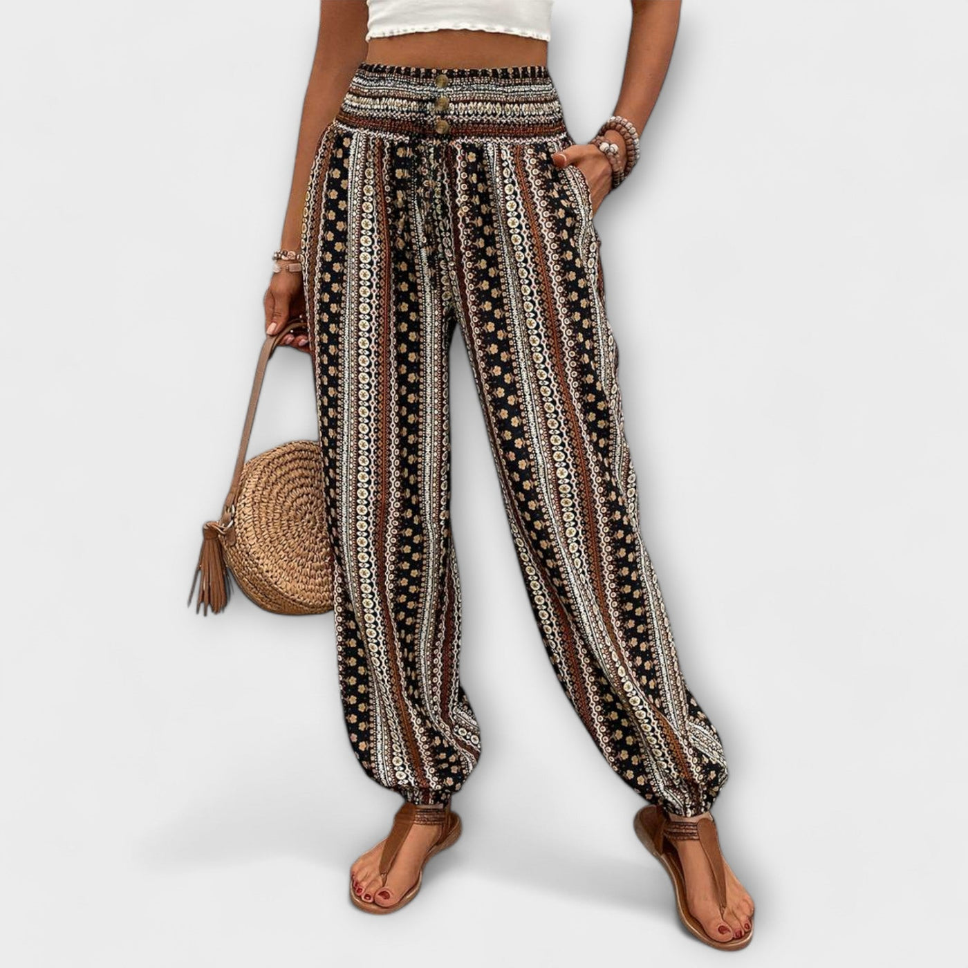 Amelia | Trousers With Ethnographic Folklore Pattern