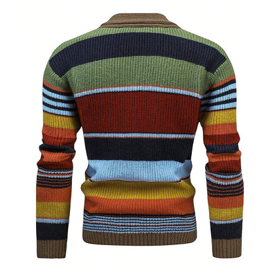 Men's Colourblock Lapel Sweater Jacket 02918584X | Last day 80% off!
