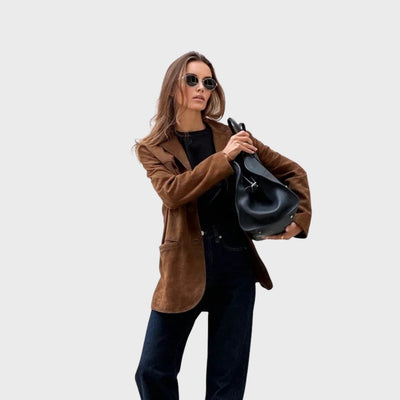 Millie | Elegant And Warm Jacket With Brown Suede Lapel