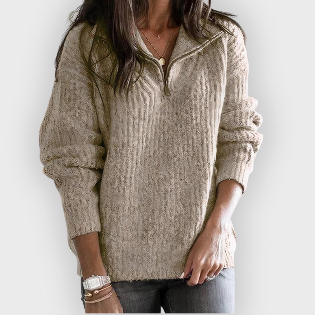 Aria | Knitted Sweater With Zip Collar