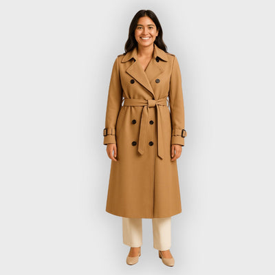 Frances | Double-Breasted Trench Coat with Belted Waist