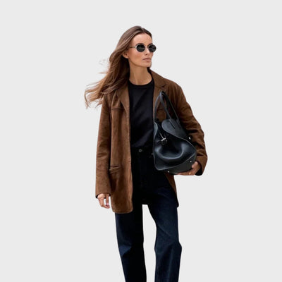 Millie | Elegant And Warm Jacket With Brown Suede Lapel