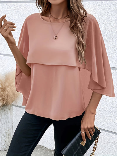 Layered blouse with batwing sleeves for women