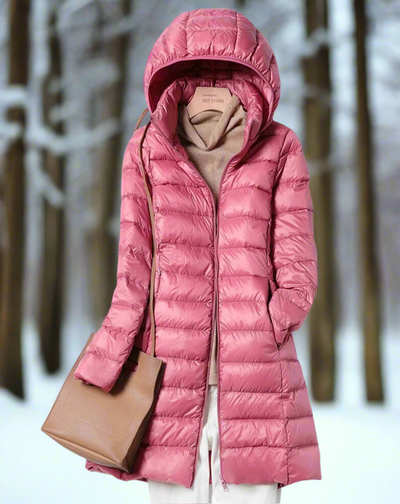 Women’s Long Padded Jacket – Regular Fit – Water-Repellent – Hooded Quilted Coat
