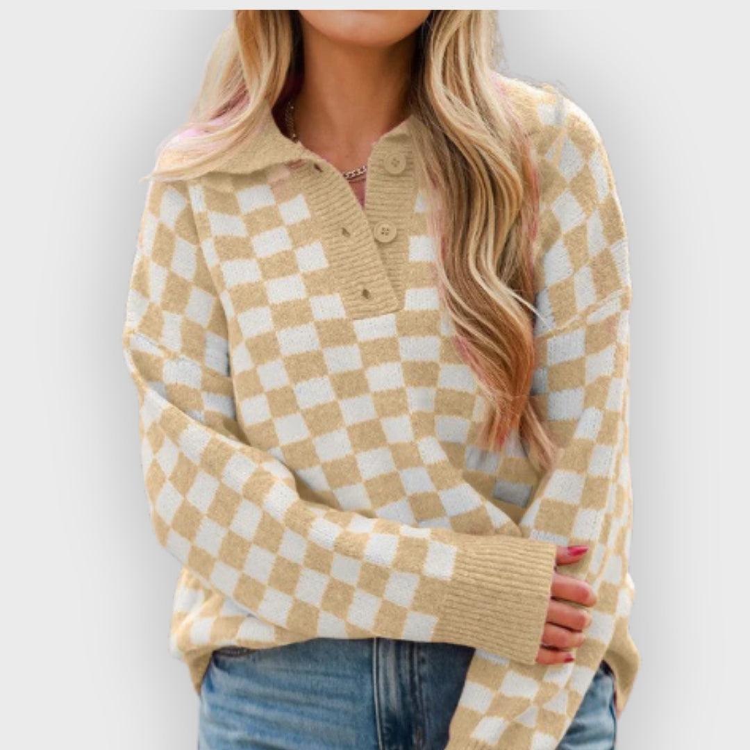 Lola | V-Neck Sweater – Button Neckline