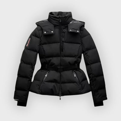 Edith | Women’s Insulated Black Belted Ski Coat