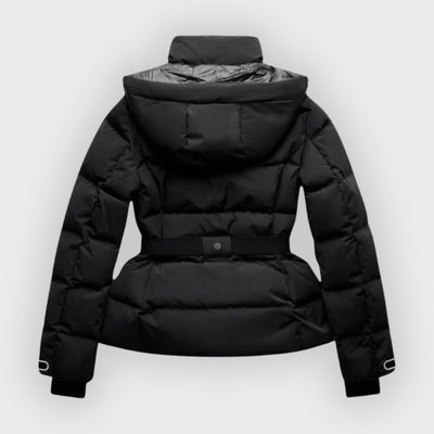 Edith | Women’s Insulated Black Belted Ski Coat