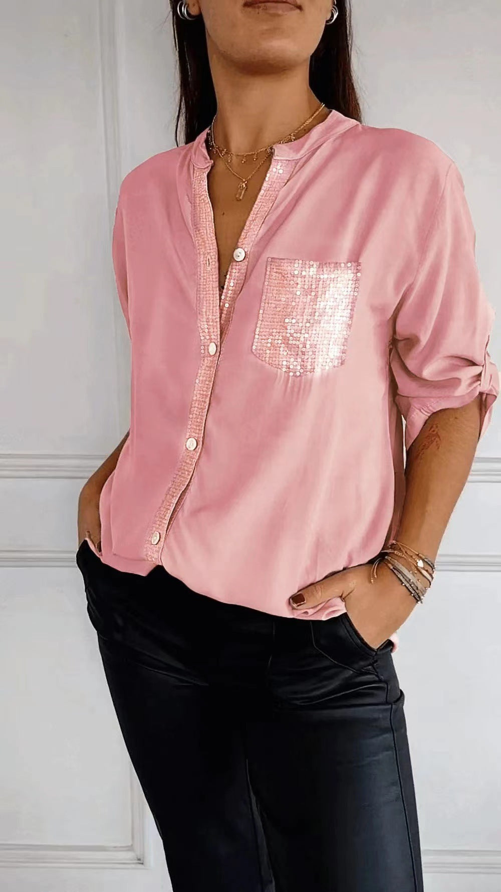 Sequin Pocket Glitter Blouse | Stylish Partywear for Women