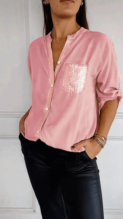 Sequin Pocket Glitter Blouse | Stylish Partywear for Women