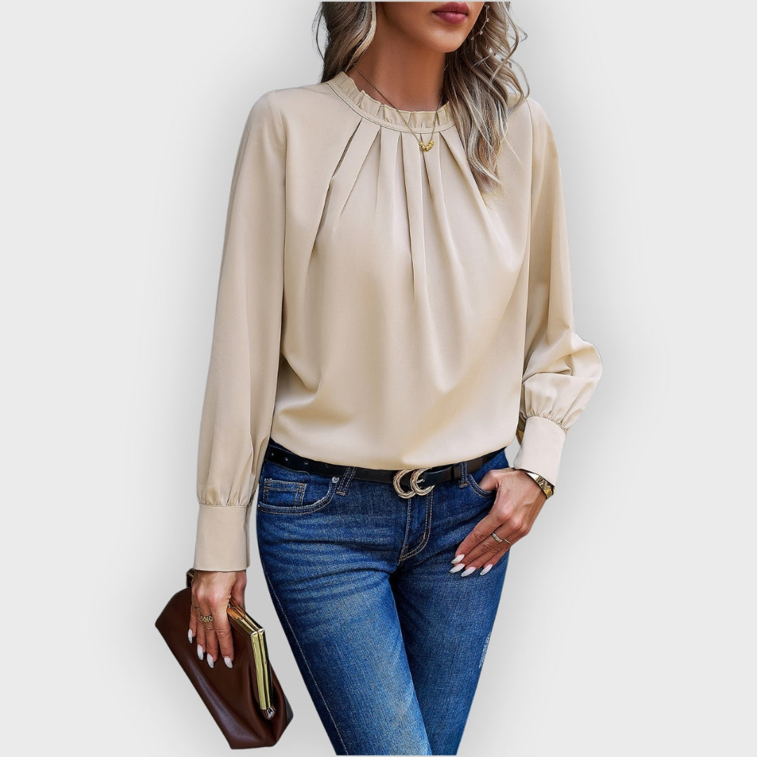 Erin | Pleated High Neck - Relaxed Fit Elegant Wear