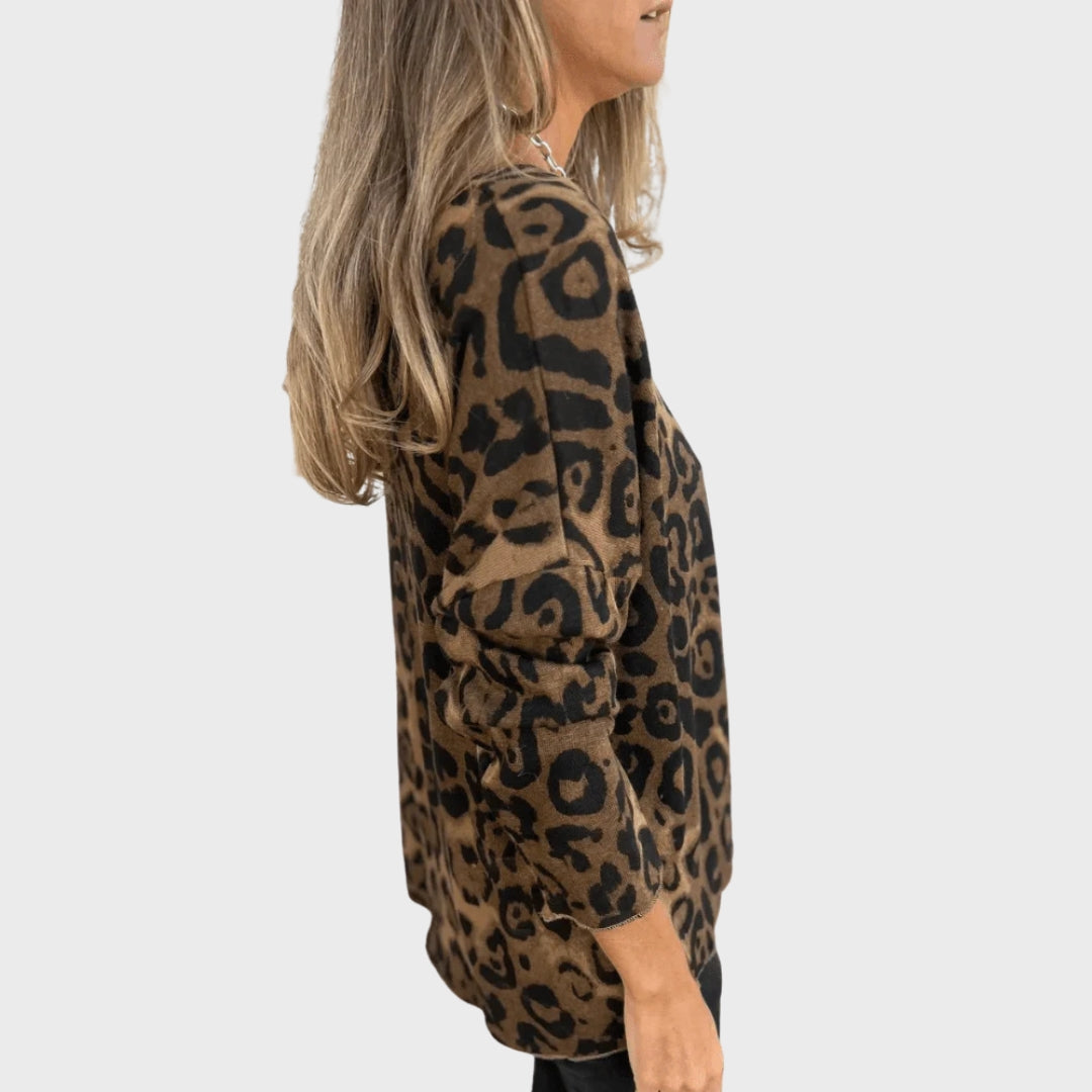Sophie | Autumn Lightweight Top with Leopard Print
