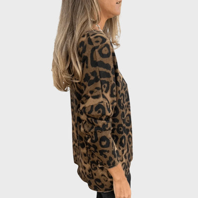 Sophie | Autumn Lightweight Top with Leopard Print