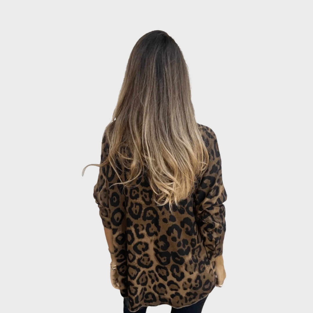 Sophie | Autumn Lightweight Top with Leopard Print