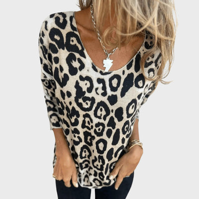Sophie | Autumn Lightweight Top with Leopard Print