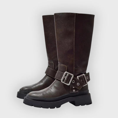 Agatha | Knee-High Chunky Flat Boots