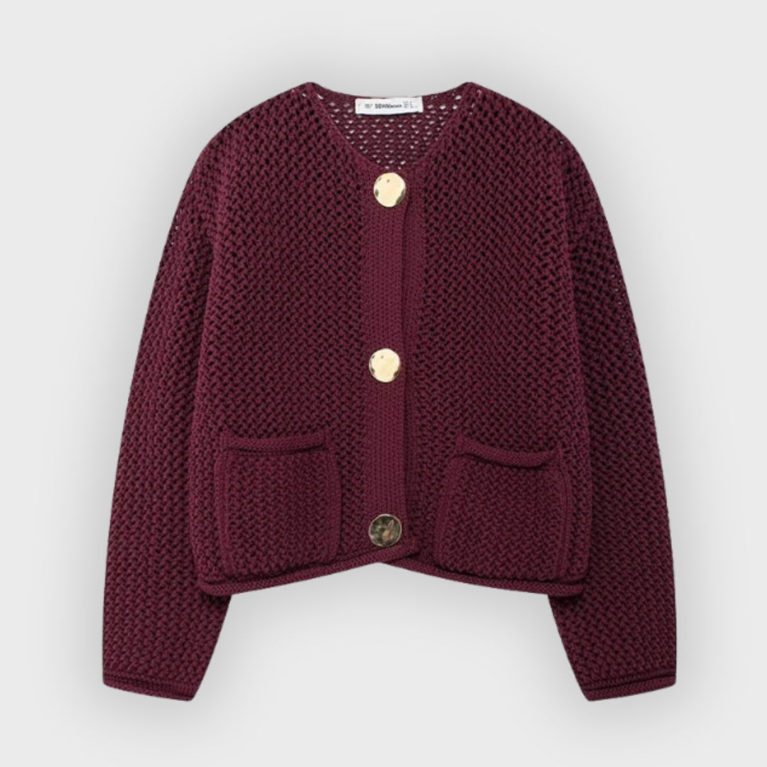 Zara | Mesh-Knit Cardigan With Front Pockets