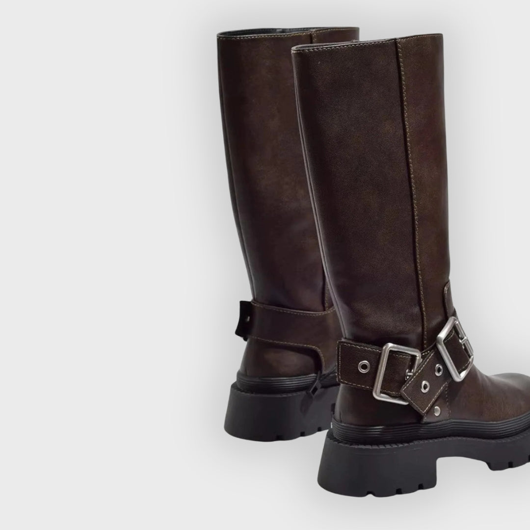 Agatha | Knee-High Chunky Flat Boots