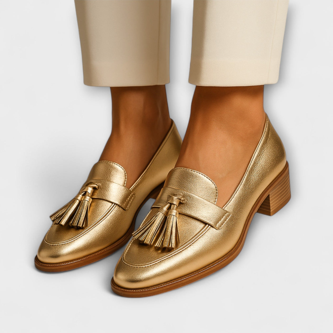 Arabella | Gold Women's Luxuriously Tasselled Moccasins
